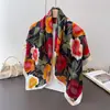 Bufanda Cuadrada Grande Estampada de Lujo Nueva de Seda Imitación Floral Bufanda de Seda Chal Pañuelo para la Cabeza Protector de Cuello Bufanda Decorativa para Mujer