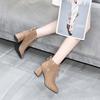 Botines de Tacón Alto de Moda 2024 Otoño e Invierno Nuevos Botas de Moda con Tacón Grueso con Cordones de Cuero Charol Botas de Cuero Botas de Motocicleta para Mujer