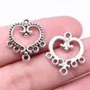 22X19Mm 1.7g Prata Antiga Feito à Mão Conector de Brinco Pingente Conector de Brinco Pingente Coração
