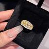 Anillo vintage de estilo antiguo medio con microincrustaciones de burbujas naranjas y diamantes amarillos de alto carbono para mujer, anillo apilado de círculo completo con diamantes Rai de lujo ligero