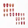 24 Piezas de Uñas Postizas de Gato de Fresa, Forma de Almendra, Retro Japonés Dulce y Lindo Gato Naranja Uñas de Presionar Venta al por Mayor