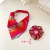 Miaode 2026 Nuevo Pañuelo Triángulo Gradiente Láser Accesorio Elástico para el Cabello Scrunchie Plisado Iridiscente Goma para Cola de Caballo Baja