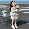 Conjunto de Ropa de Verano Dulce y Hermoso para Niñas, Muy Atractivo, Nuevo Estilo 2026 para Bebés Niñas, Estilo Fresco Top Halter y Shorts de Encaje