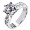 Anel Clássico Transfronteiriço Mais Vendido Seis Garras 3 Quilates Anel de Diamante Banhado a Ouro Branco Anel Feminino Joia de Luxo Europeia e Americana