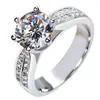 Anillo Clásico Transfronterizo de Venta Caliente de Seis Garras Anillo de Diamantes de 3 Quilates Chapado en Oro Blanco Anillo para Mujer Joyería de Lujo Europea y Americana