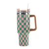 Taza Térmica Tablero de Ajedrez Generación 5D Gran Capacidad Taza Térmica de Acero Inoxidable 40oz Asa para Coche Portavasos de Coche