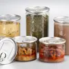 Frasco de Plástico Transparente para Nueces con Tapa de Aluminio en Espiral Fácil de Romper, Contenedor de Almacenamiento Sellado para Mariscos y Frutas Secas, Lata de Plástico Transparente de Fácil Apertura