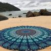 Tapeçaria de praia redonda, manta de mandala turquesa, cobertor boêmio, toalha de mesa redonda grande de microfibra