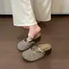 Sandalias de malla para mujer, tipo mula, para verano y exteriores, modelo nuevo 2026, transpirables, con una sola tira de hebilla y diseño tejido hueco