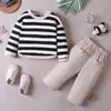 Soporte de Personalización~Nuevos Trajes de Primavera y Otoño para Niños 2025, Conjuntos de Sudadera Elegantes para Bebés, Trajes de Dos Piezas Rayados para Niños