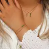 Pulsera Joyería de Moda Simple y Elegante Acero Inoxidable Chapado en Oro de 18K Colgante de Bambú con Tres Diamantes Collar Venta al por Mayor