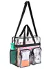 En Stock Amazon Modelo Nuevo Bolso Tote Transparente Portátil con Múltiples Bolsillos y Dos Bolsillos Frontales