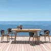 Mesa y silla de teca para exteriores, mesa de comedor de ocio para terraza de villa, silla de cuerda, muebles impermeables personalizados para patio exterior.