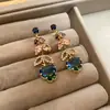 Pendientes de botón Corazón de Espiga de Trigo con Circonita Aguja de Plata Brillo de Luna Pendientes de Moda Estilo Oficina Pendientes de Diseño Único para Mujer