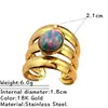 Anillo Dorado Multicapa de Acero de Titanio Transfronterizo Europeo y Americano Estilo Retro Francés Piedra Natural Colorida de Nicho Versátil de Alta Gama