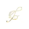 Broche Clássico Elegante de Alta Qualidade em Forma de Nota Musical, Banhado a Ouro, com Design Simples e Estiloso, Apresentando Linhas de Pérolas Sintéticas, Adequado para Homens e Mulheres