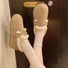 Zapatos de mujer estilo Birkenstock con forro de pelo todo incluido, nueva colección de invierno 2026, de suela plana, zapatos de algodón con forro de polar, suela gruesa retro, zapatos de pelo que aumentan la altura