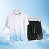 Traje de Camiseta de Manga Corta de Seda de Hielo para Hombre Verano Deportes Secado Rápido Balón Fitness Tendencia Camiseta Deportiva de Media Manga Running