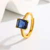 Joyería de Moda Europea y Americana Transfronteriza, Nuevo Estilo de Verano, Anillo Cuadrado de Circonita Galvanizado 18K Simple Retro Japonés al por Mayor