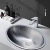 # 4I Lavabo de Acero Inoxidable 304 con Forma Ovalada Lavabo Exterior Lavabo de Baño para Balcón Lavabo de Encimera
