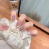 Unhas curtas congeladas de morango usando Air Soft Nail Pink Fashion Cat's Eye Nail Art Patch para mulheres Senior SZY051