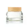 Tarro de Crema Transparente de Vidrio con Hombro Inclinado y Tapa con Textura de Madera, Tapa Dorada y Plateada, Tarro para Crema Facial, Botella Dispensadora Cosmética, Botella Vacía Portátil para Muestra