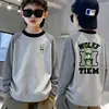 Camiseta Plush Quente Manga Longa Infantil Outono Inverno Novo Estilo Tamanhos Médio e Grande Versão Coreana Moda Menino Camada Base Listrada
