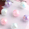 Miçangas acrílicas iridescentes para DIY, acessórios de miçangas feitos à mão, miçangas com furo reto para correntes de celular, chaveiros e correntes de bolsa DIY