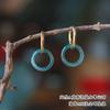 Aretes Retro de Amazon Plata Esterlina 925 Jade Natural Corte Agua Azul Aretes Nudo de Deseo Calado Aretes de Madera de Agar Qinan