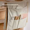Bolsa de almacenamiento lateral para reposabrazos de sofá de lino, bolsa colgante para sala de estar, teléfono, control remoto, bolsa colgante de mesita de noche, organizador de almacenamiento