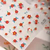 Los Nuevos Pegatinas para Uñas Florales Rojas Retro de Sky Son Populares Nuevas Pegatinas Adhesivas para Uñas Florales Estilo Chino Rojo Anaranjado