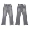 Ga Venta al por Mayor Comercio Exterior Transfronterizo Marca de Moda Jeans de Mezclilla Acampanados Lavados Desgastados Patchwork Unisex