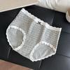 Pantaletas de Algodón Puro para Mujer en Tono Gris, Cintura Alta, Refuerzo Antibacteriano, Alta Elasticidad, Borde de Encaje que No Aprieta, Bikini Triángulo