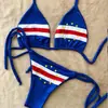 Ventas Directas de Fábrica Verano Europeo y Americano Nuevo Sexy Color Puro Transfronterizo Bikini Bikini Vacaciones en la Playa para Mujer Ins