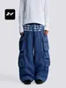 Pantalones de Trabajo Retro Americano con Múltiples Bolsillos para Hombre y Mujer Cintura Elástica Diseño Estilo Calle Estampado de Letras Pantalones Holgados de Secado Rápido