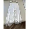 Calças de algodão e linho brancas femininas de verão finas estilo japonês preguiçoso casuais retas compridas calças de linho de perna larga
