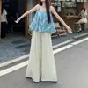 Conjunto Novo da Moda Estilo Coreano, Camisola Nicho Redutora de Idade para Mulheres, Conjunto de Duas Peças com Calça Larga de Cintura Alta Solta para o Verão