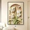 Pintura Decorativa para Hall de Entrada Retrô Flores 3D Estilo Creme Tulipas Pintura de Parede Fornecimento Direto da Fábrica Pedido de Projeto Atacado