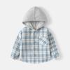 Ropa Infantil Estilo Coreano al por Mayor 2026 Nuevo Modelo Camisa de Manga Larga para Niños Camisa con Capucha a Cuadros para Bebé Ropa Infantil Dropshipping