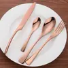 Juego de Cubiertos de Acero Inoxidable Colorido con Recubrimiento de Titanio Kaya Cuchillo para Bistec, Tenedor, Cuchara, Cucharilla de Té Juego de Cubiertos de 4 Piezas con Juego de Grabado