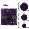 Nuevas bolas de Navidad de terciopelo más vendidas de Temu transfronterizas en color rojo vino, 44 piezas en una caja, colgantes decorativos de Navidad de terciopelo