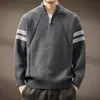 Suéter de tricô com duas listras, cardigã de casal masculino e feminino, design listrado, estilo old-money, outono/inverno, atacado de uma fábrica transfronteiriça