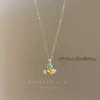 Colar Pingente Zircônia Colorida para Meninas, Colar em Camadas de Saturno de Verão com Toque de Luxo, Acessório de Nicho de Luxo Leve