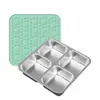 Contenedores de Acero Inoxidable para Snacks con Tapas de Silicona, Cajas de Snack Bento a Prueba de Fugas, Contenedores de Metal Reutilizables con Múltiples Compartimentos para Almuerzo, Aptos para Lavavajillas, Almacenamiento de Alimentos para Preparación de Comidas, Trabajo y Viajes