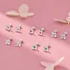 Nuevos Pendientes de Tachuela de Flor de Circonita Coloridos Frescos Versátiles Diarios Tachuelas para Hélice Auricular Pendientes con Cierre de Rosca Joyería para Mujeres