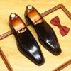 Recomendación del Libro Rojo zapatos de cuero brillante charol pulido slip-on puntera cuadrada calzado formal de negocios zapatos casuales de cuero suave para hombre estilo británico