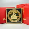 Set de Caja de Regalo Personalizada de Adornos y Artesanías Doradas San Yang Kai Tai, Pintura Tridimensional con Pan de Oro, Regalos de Oficina y de Negocios de Alta Gama