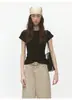 Camiseta Curta Verde de Peso Pesado e Alta Elasticidade para Mulheres, Corte Justo, Estilo Puro, Gola Redonda, Ombro Normal, Camiseta Base de Cor Sólida