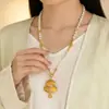 Colar de Cabacinha Dourado Estilo Nacional Retrô para Mulheres, Corrente de Suéter Luxuosa e Versátil, Acessórios de Moda de Alta Qualidade para Roupas no Atacado