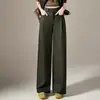 Calça de alfaiataria de alta qualidade com perna curva para mulheres, nova coleção outono 2026, cintura alta, corte solto, modelagem que afina, com caimento fluido, versátil e um design estreito em formato de banana